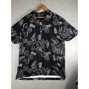 William Murray Golf Polo Shirt Mens XL Black Bourbon Whiskey Distillery Logo AOP